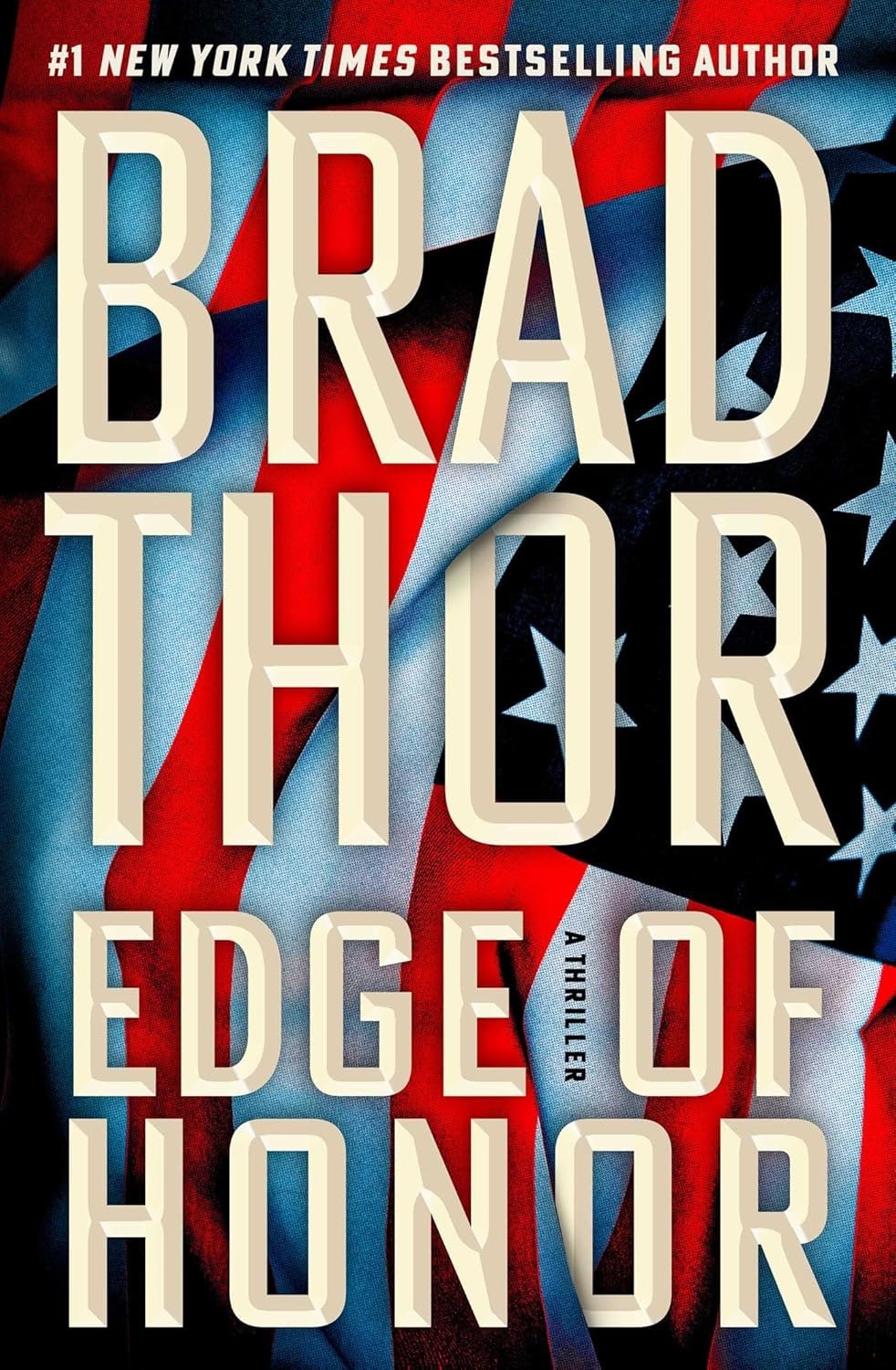 Book cover: "Edge of Honor" by Brad Thor, featuring a stylized American flag background.
