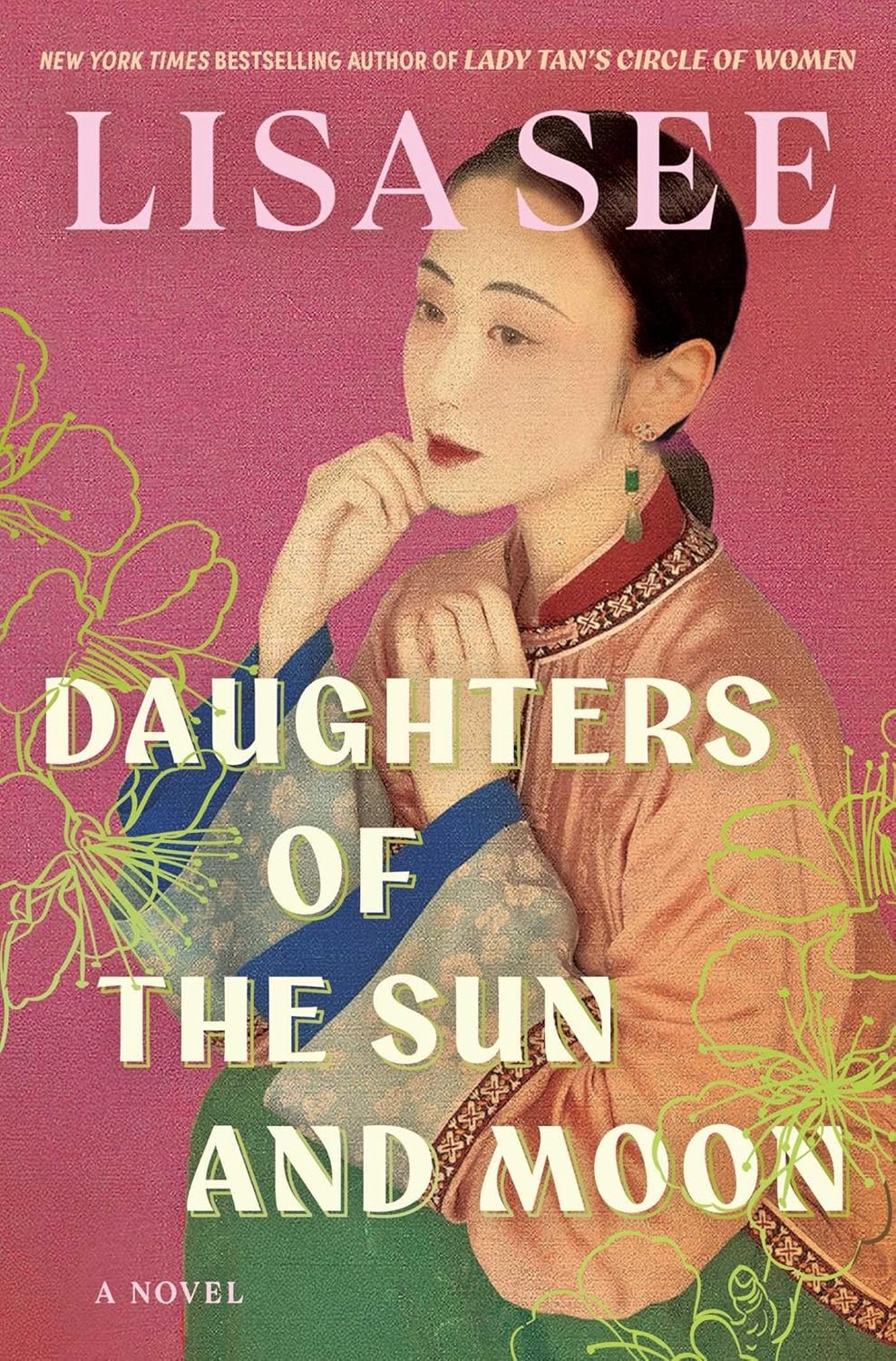 The image features the book cover of "Daughters of the Sun and Moon" by Lisa See, showcasing a woman in traditional attire.