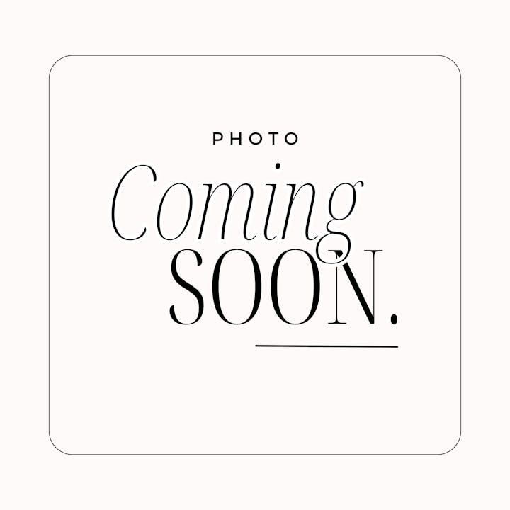 The image features the text "Photo Coming Soon" in a stylish font on a light background.