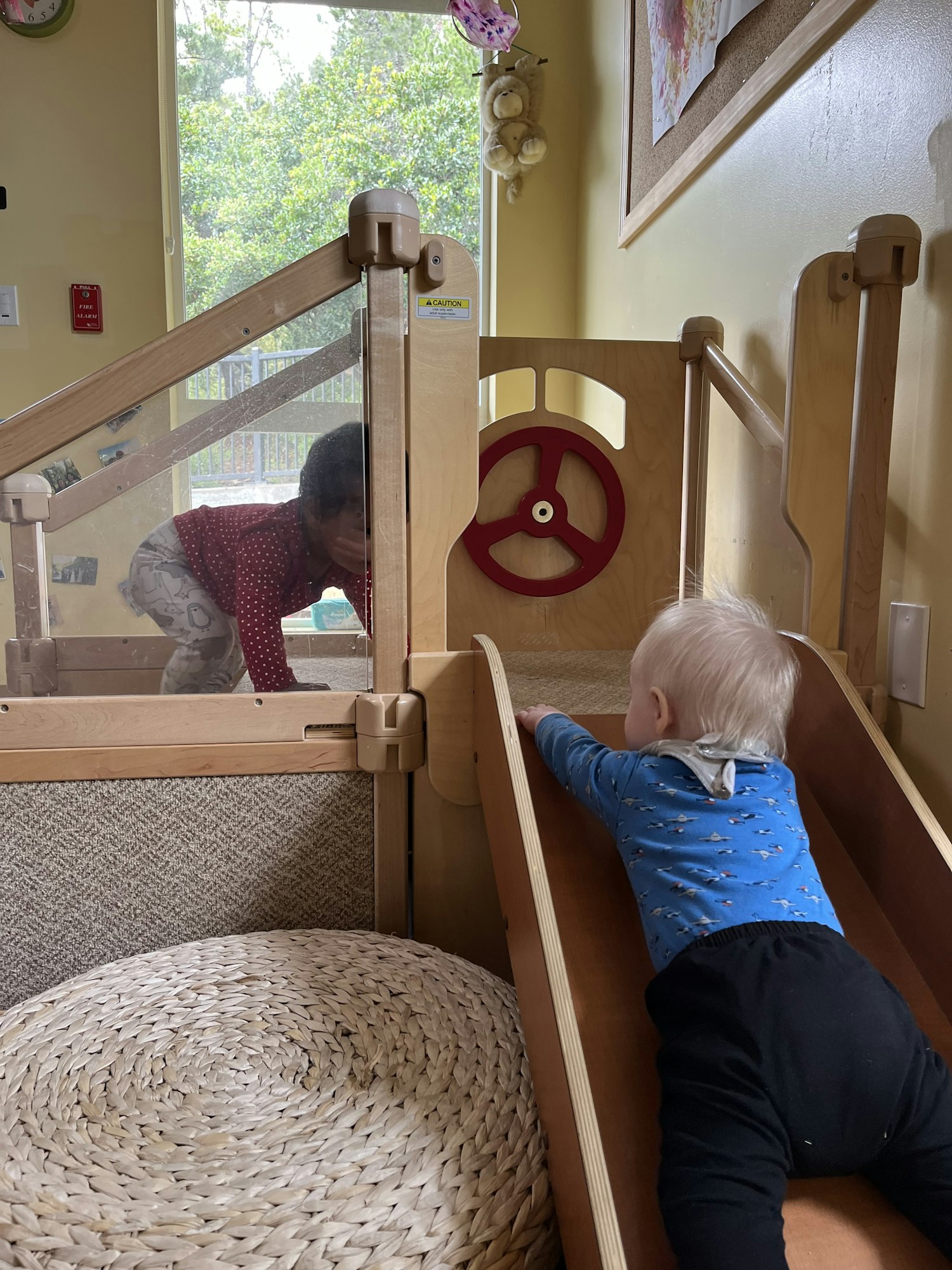May contain: wood, plywood, person, human, hardwood, handrail, and banister