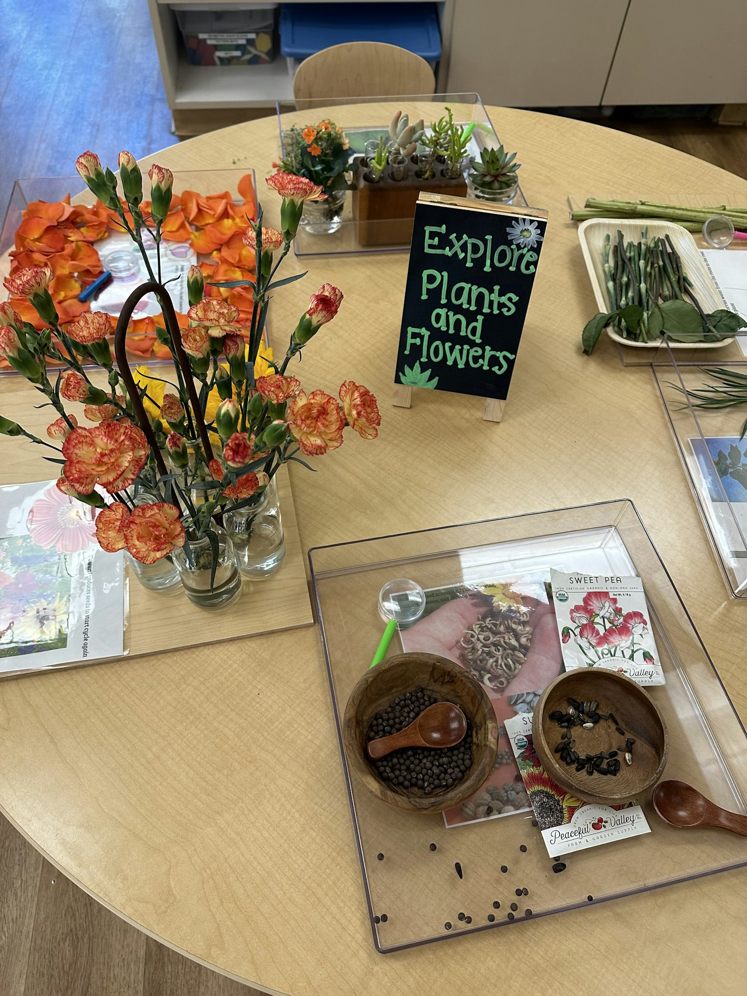 May contain: flower, flower arrangement, plant, furniture, table, flower bouquet, tabletop, plywood, wood, cutlery, and spoon