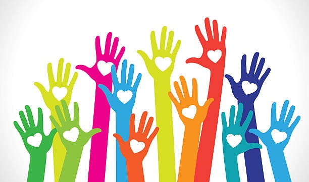 rainbow hands waving