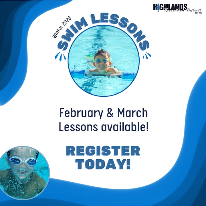 Winter 2026 swim lessons available in February & March. Register today!
