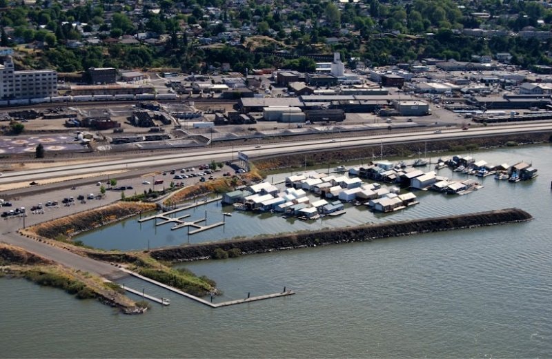 A photo of the port from the sky