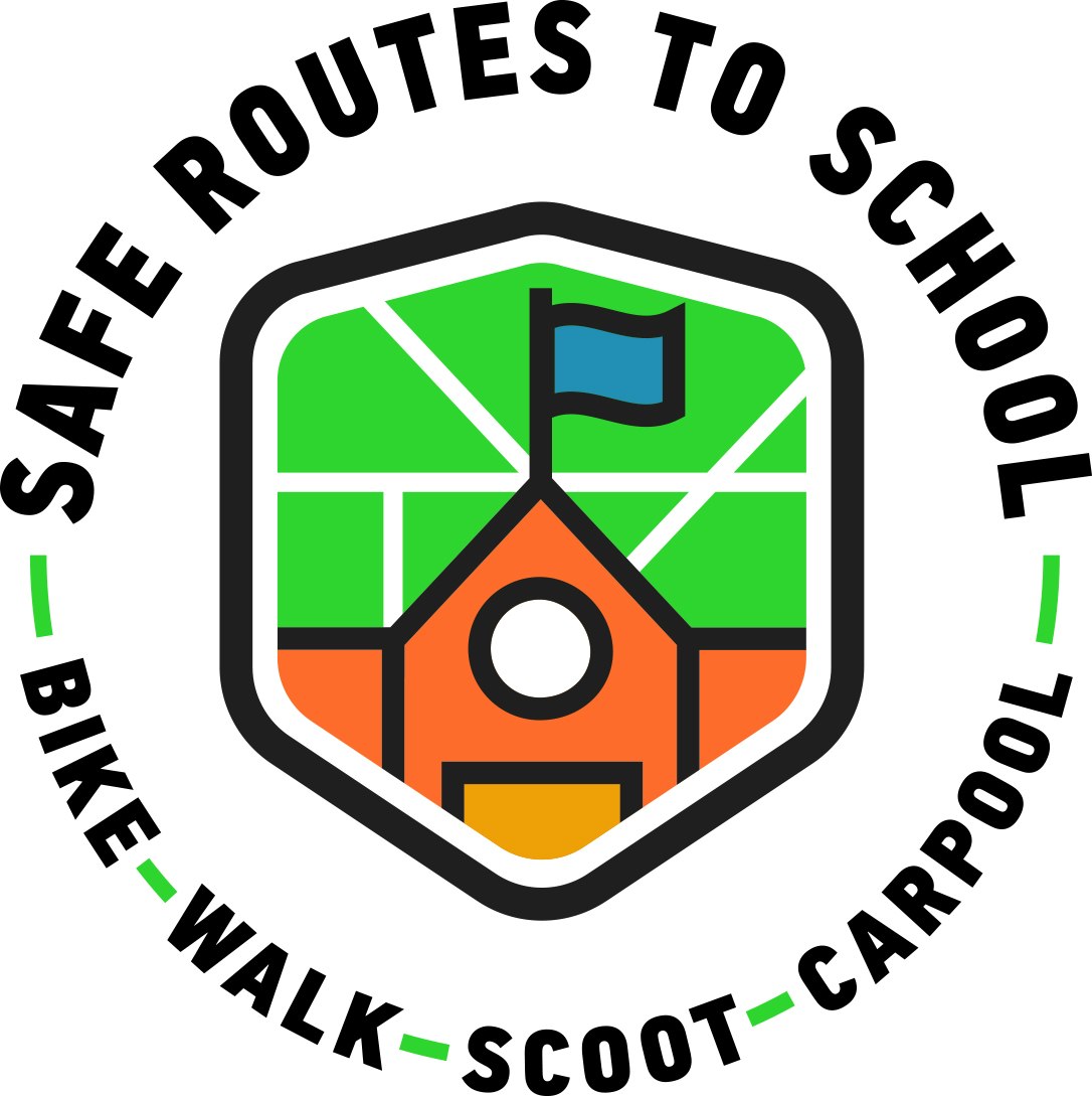 Safe Routes to School Logo with Crest and text