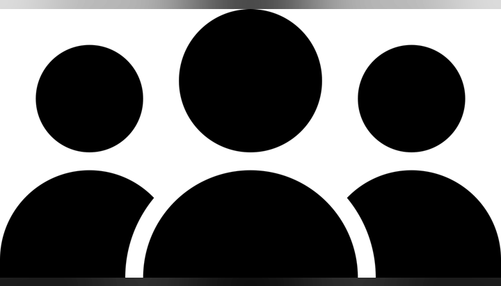 Silhouette of three people icons, depicting a group or community.