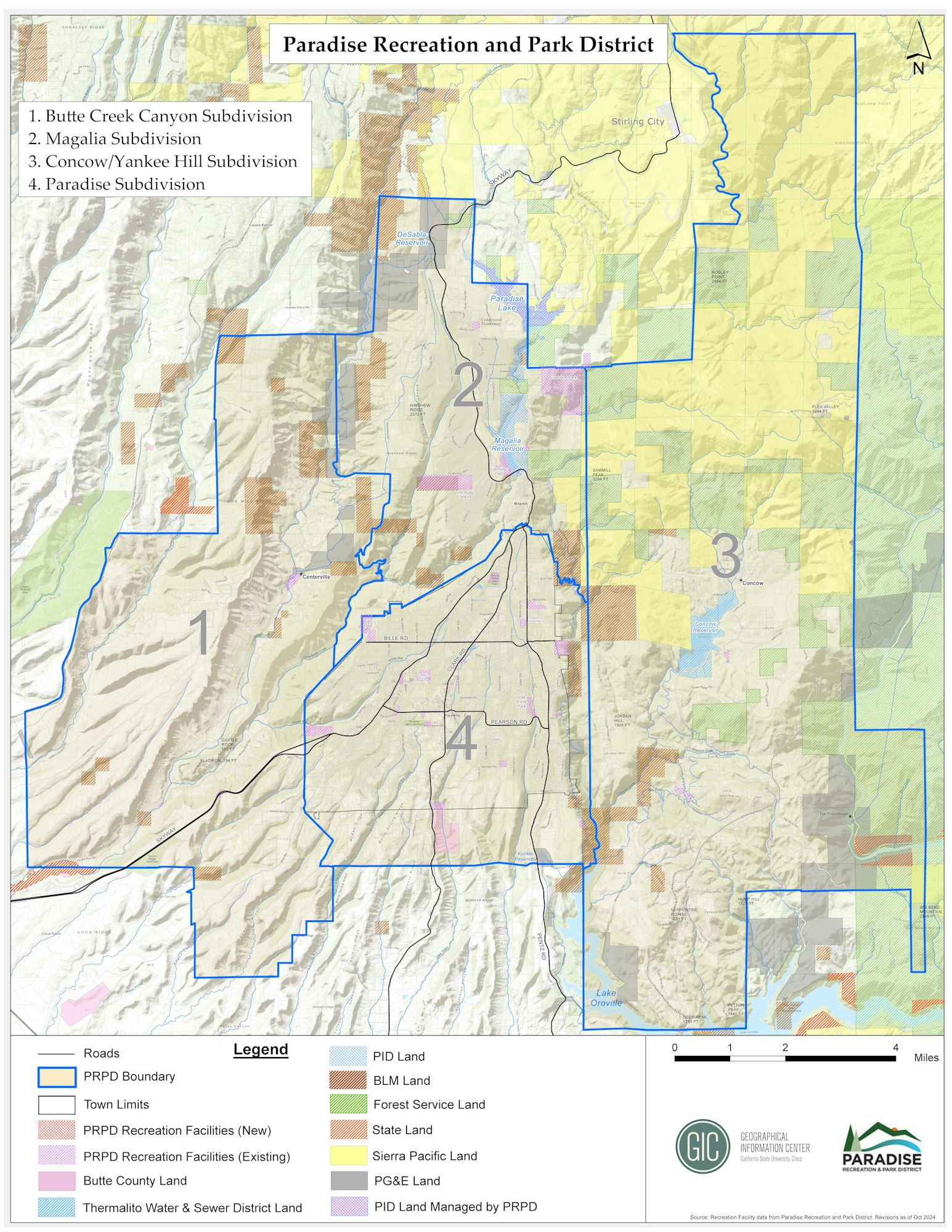 map showing areas managed by the District