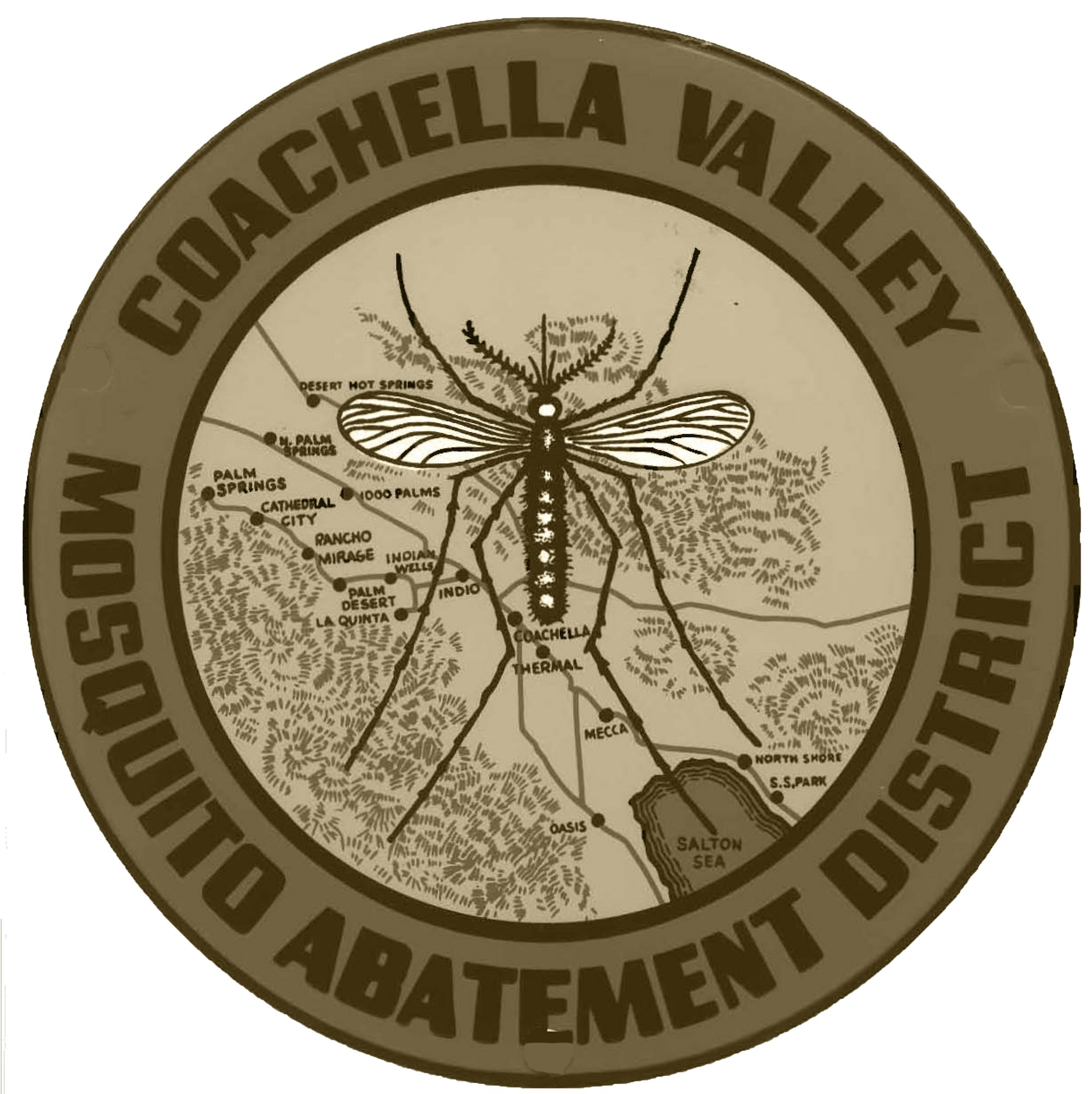 Logo of the Coachella Valley Mosquito Abatement District featuring a mosquito over a regional map.
