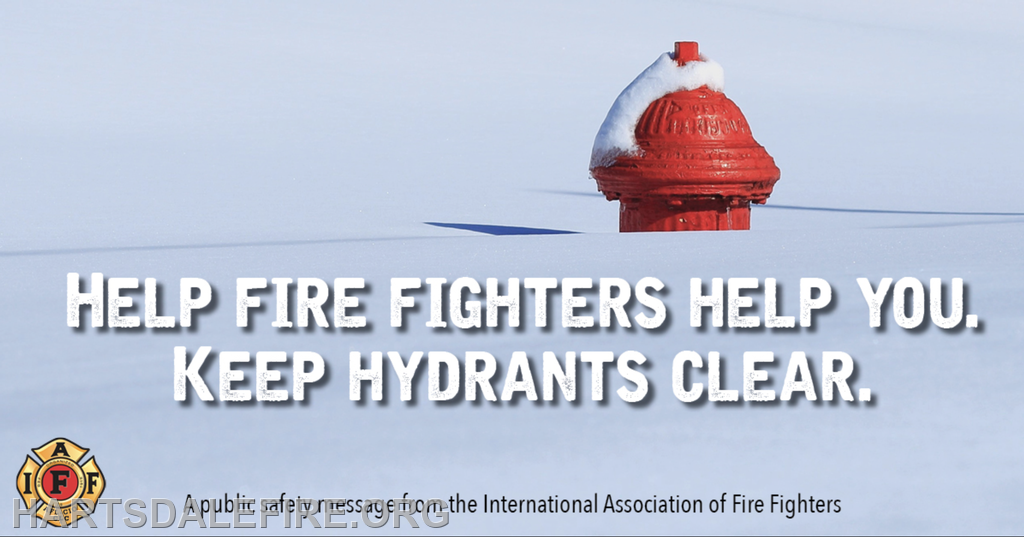 The image promotes public safety, urging people to keep fire hydrants clear for firefighters' access.