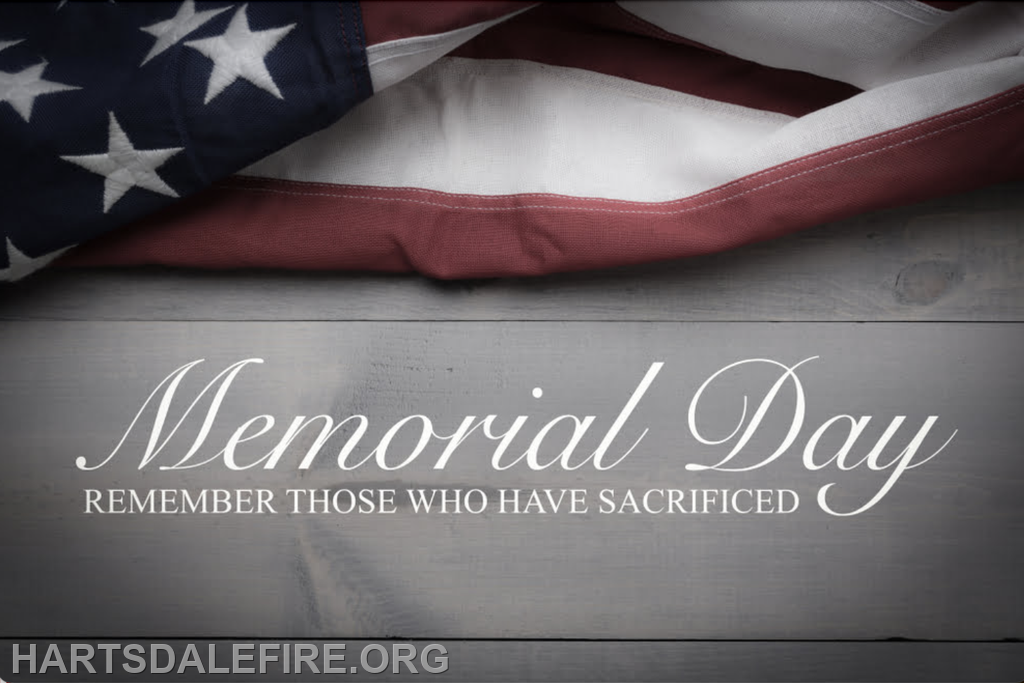 An American flag and the text "Memorial Day: Remember those who have sacrificed" on a wooden background.
