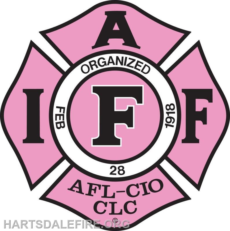 IAFF emblem with a pink background, featuring "Organized Feb 28, 1918" and "AFL-CIO CLC".