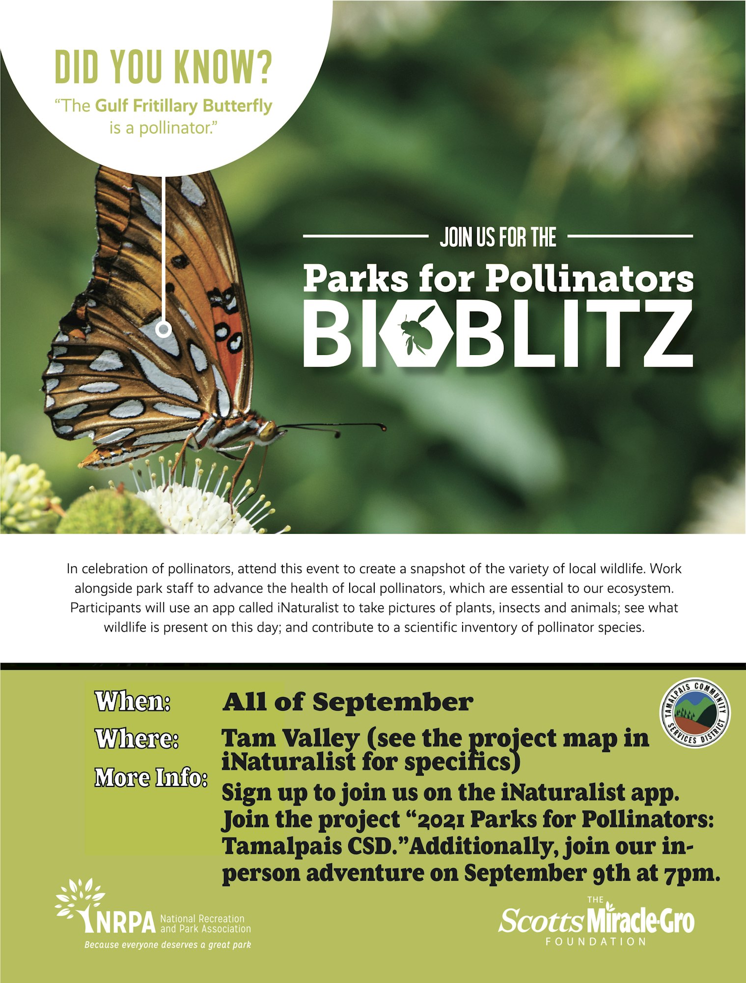 TCSD presents BioBlitz 2021 Tamalpais Community Services District