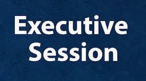 Text on blue background: "Executive Session"