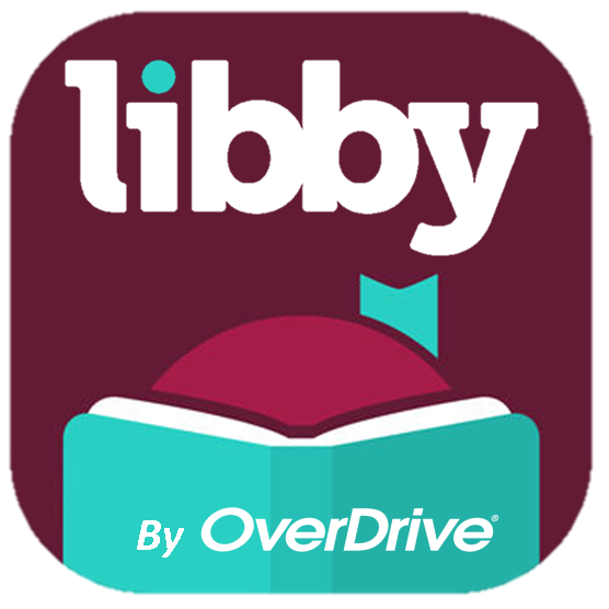 Libby app logo by OverDrive, depicting an open book and a bookmark.