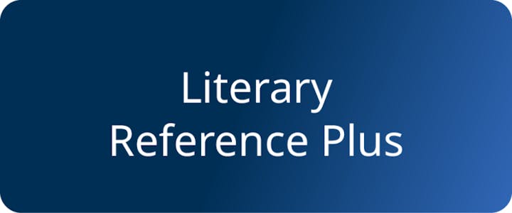 Text on a blue gradient background says "Literary Reference Plus."