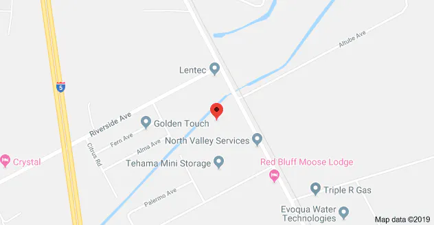 The image shows a map highlighting a location near Riverside Ave, including nearby businesses and roads.