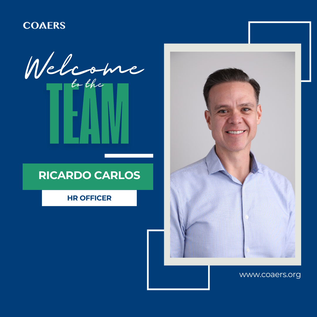 Welcome message for HR Officer, Ricardo Carlos, from COAERS.