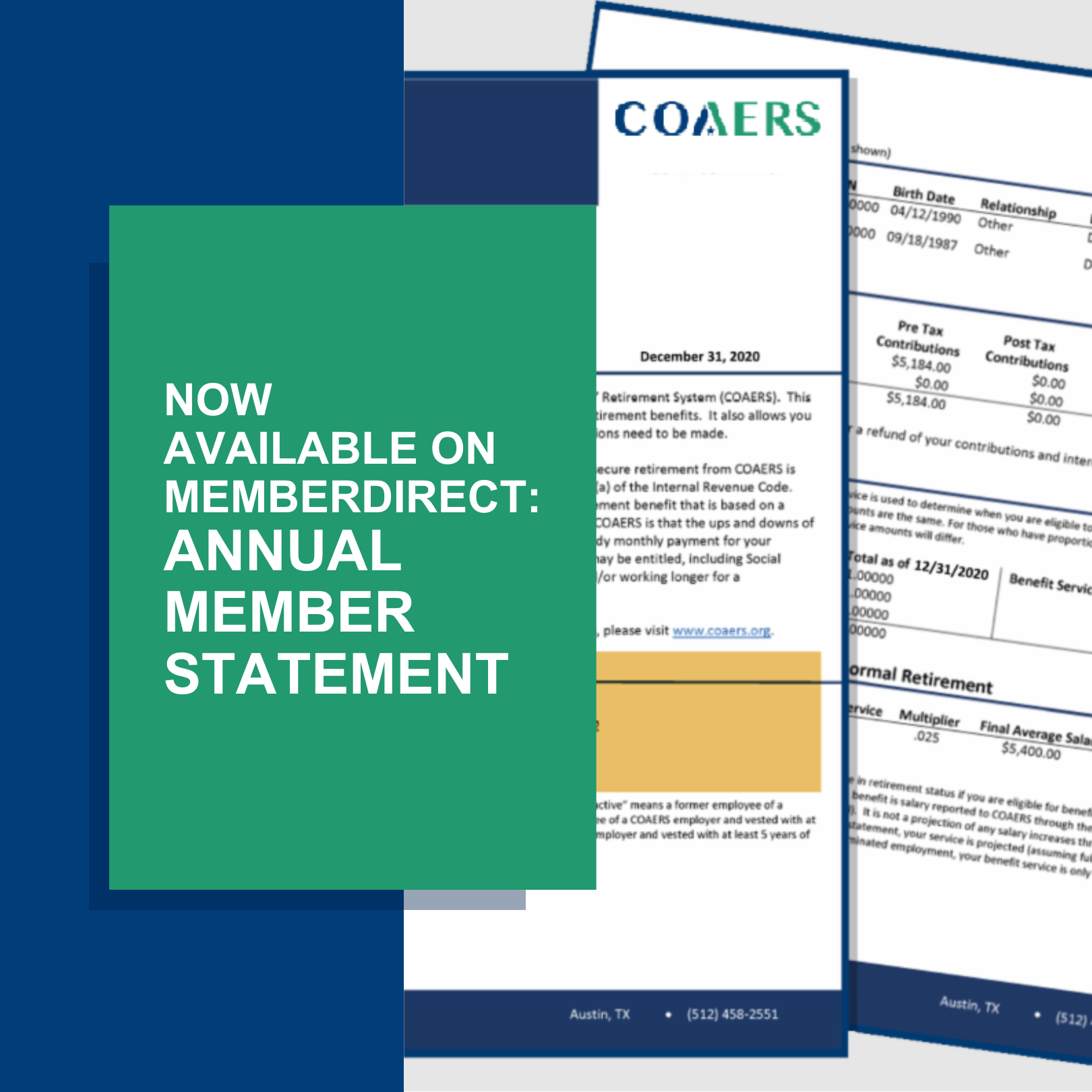 Annual member statement now available on MemberDirect.