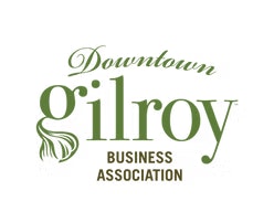 The image features the "Downtown Gilroy Business Association" logo, highlighting the name "gilroy" with a green color scheme.