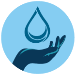 Icon: water drop falling into open hand