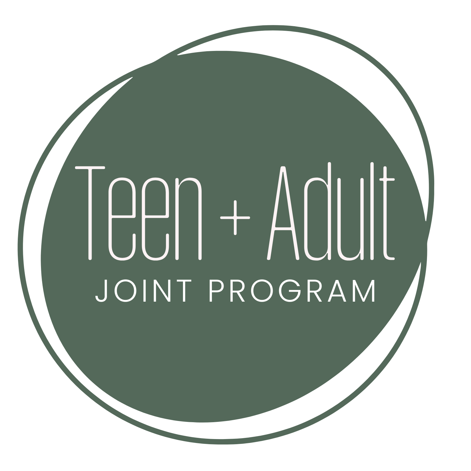 Text on a green circle: "Teen + Adult Joint Program."