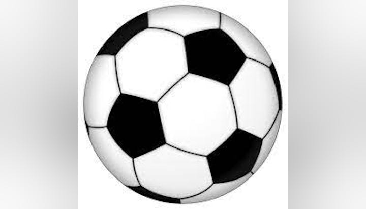 A classic black and white paneled soccer ball.