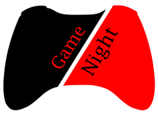 The shape of a game controller with the words Game Night