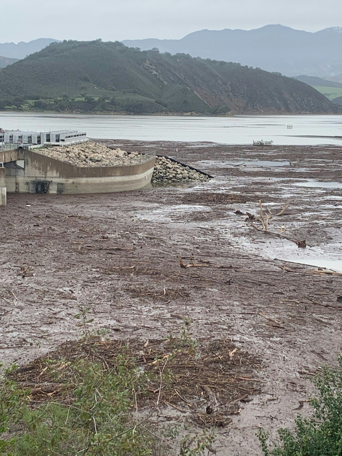 Cachuma Operations Spillway Debris 1-17-2023