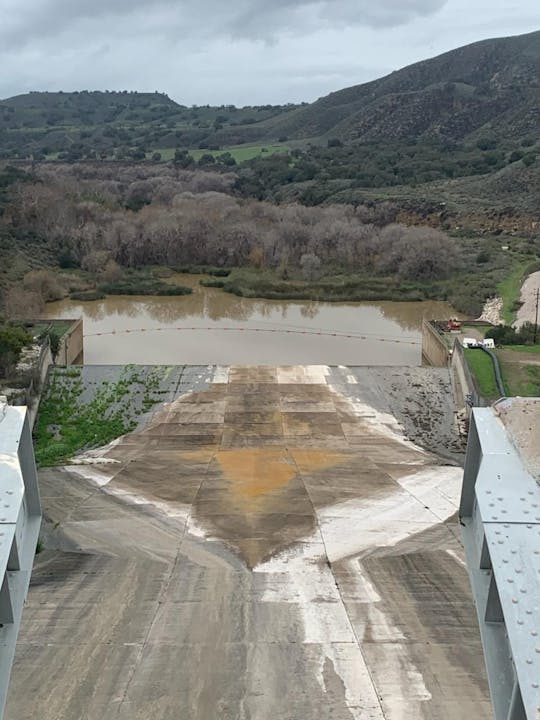 Cachuma Operations Spillway Merky Water 1-17-2023