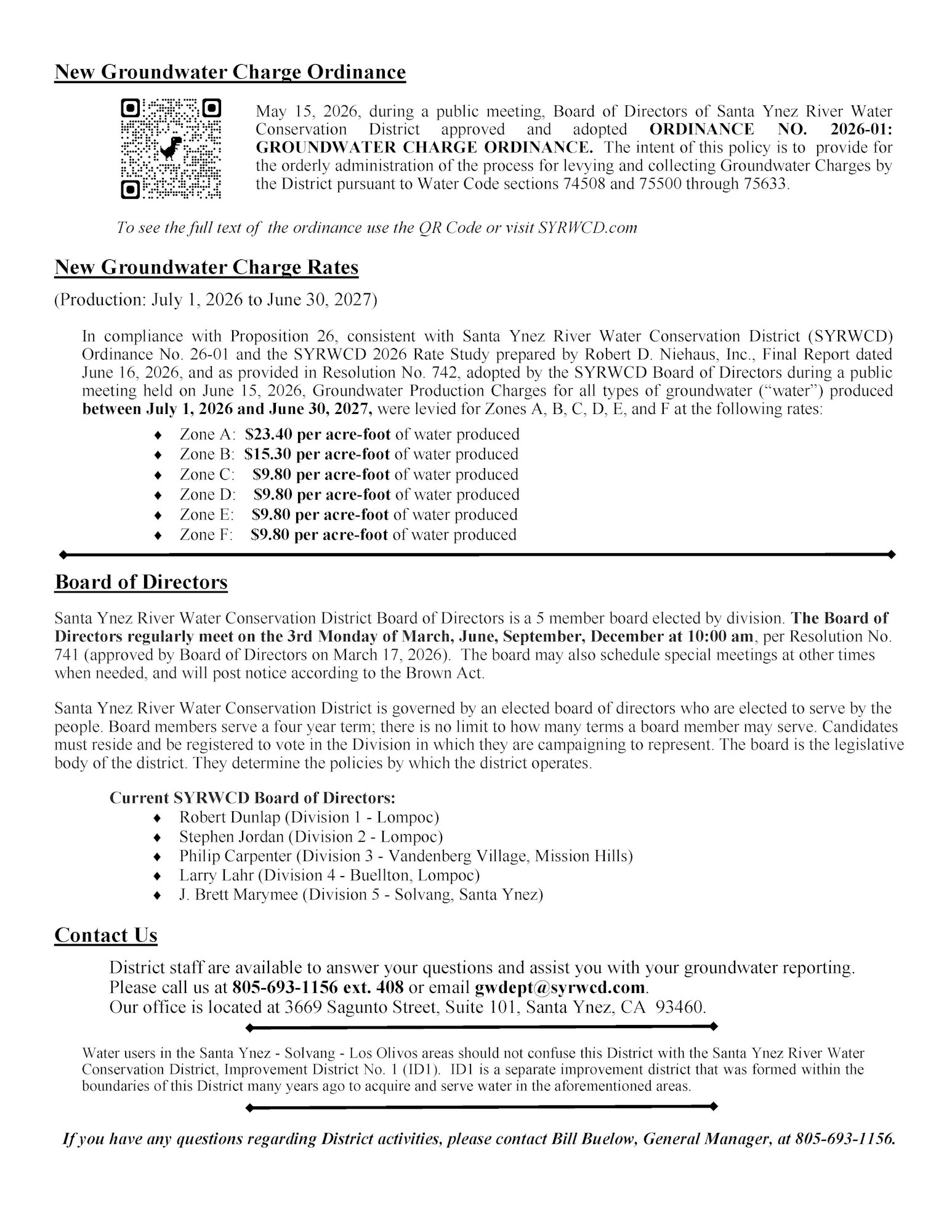Santa Ynez River Water Conservation District July 2026 newsletter, page 2