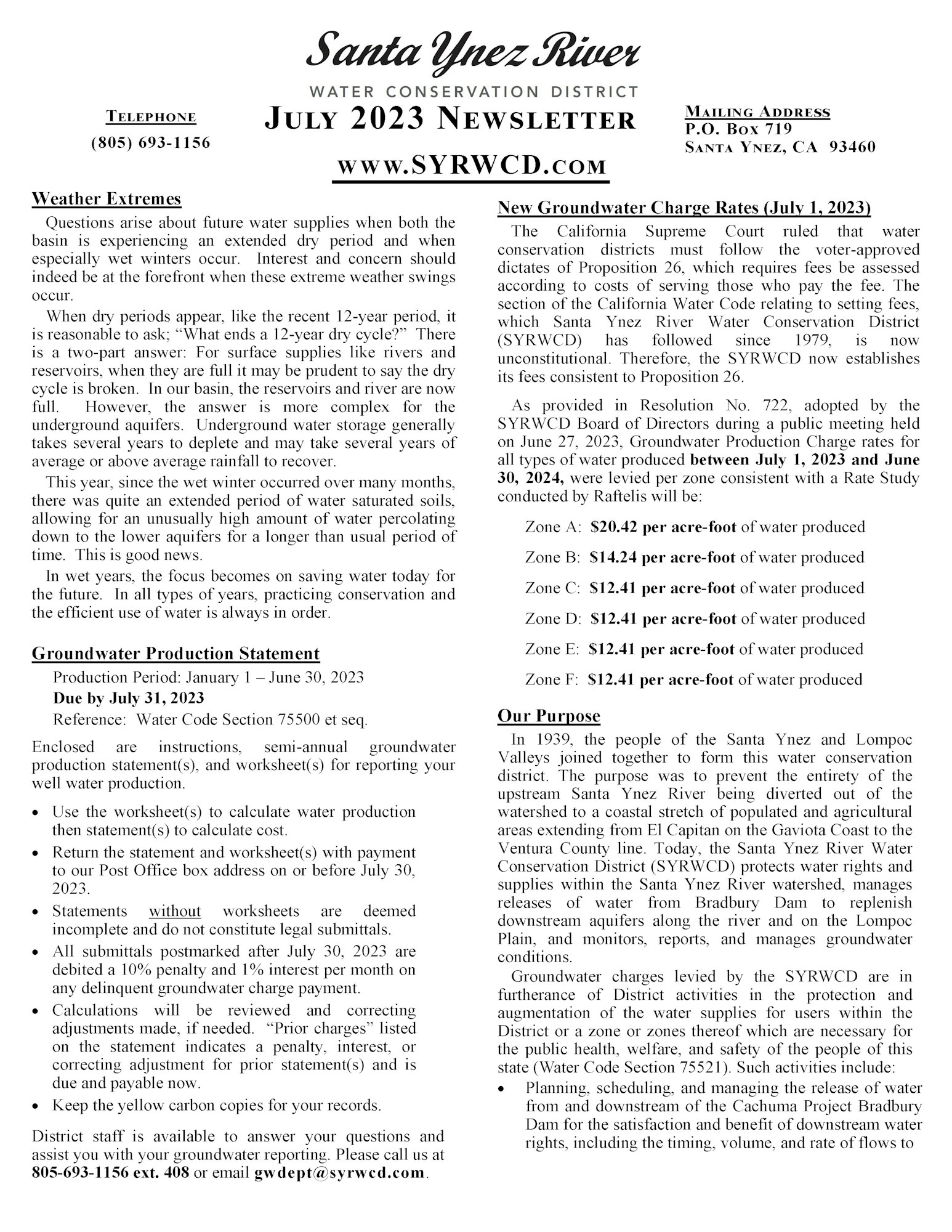 July 2023 Newsletter page 1