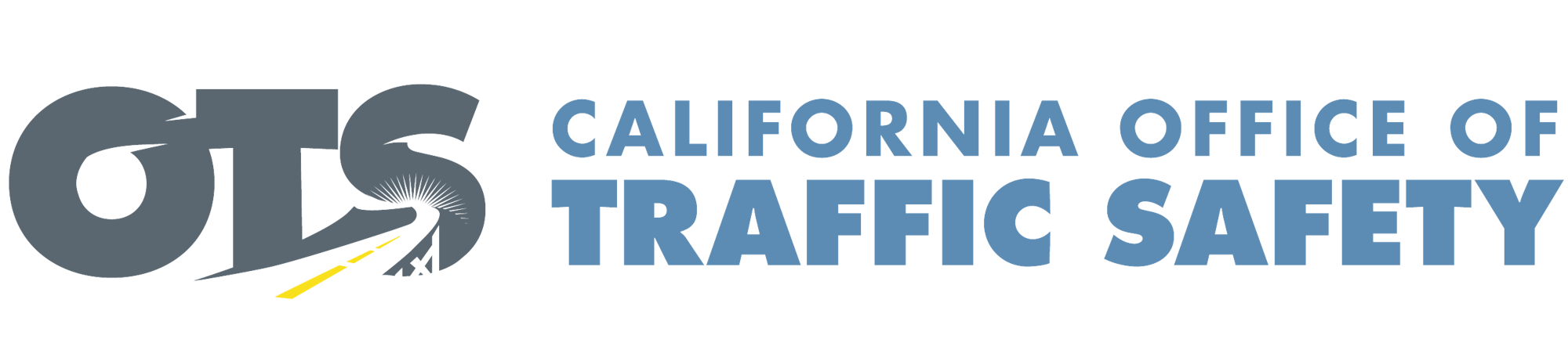 Logo of the California Office of Traffic Safety (OTS) displaying the acronym alongside a road motif and sunburst.