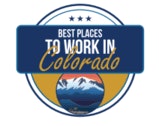 Circular logo with "Best Places to Work in Colorado" text and a mountain scene inside.