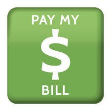 A green button with the text "PAY MY BILL" and a dollar sign in the center.