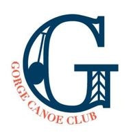 A logo with initials "GC" intertwined, representing "Gorge Canoe Club," featuring a bridge and paddle graphic within the letter "G."