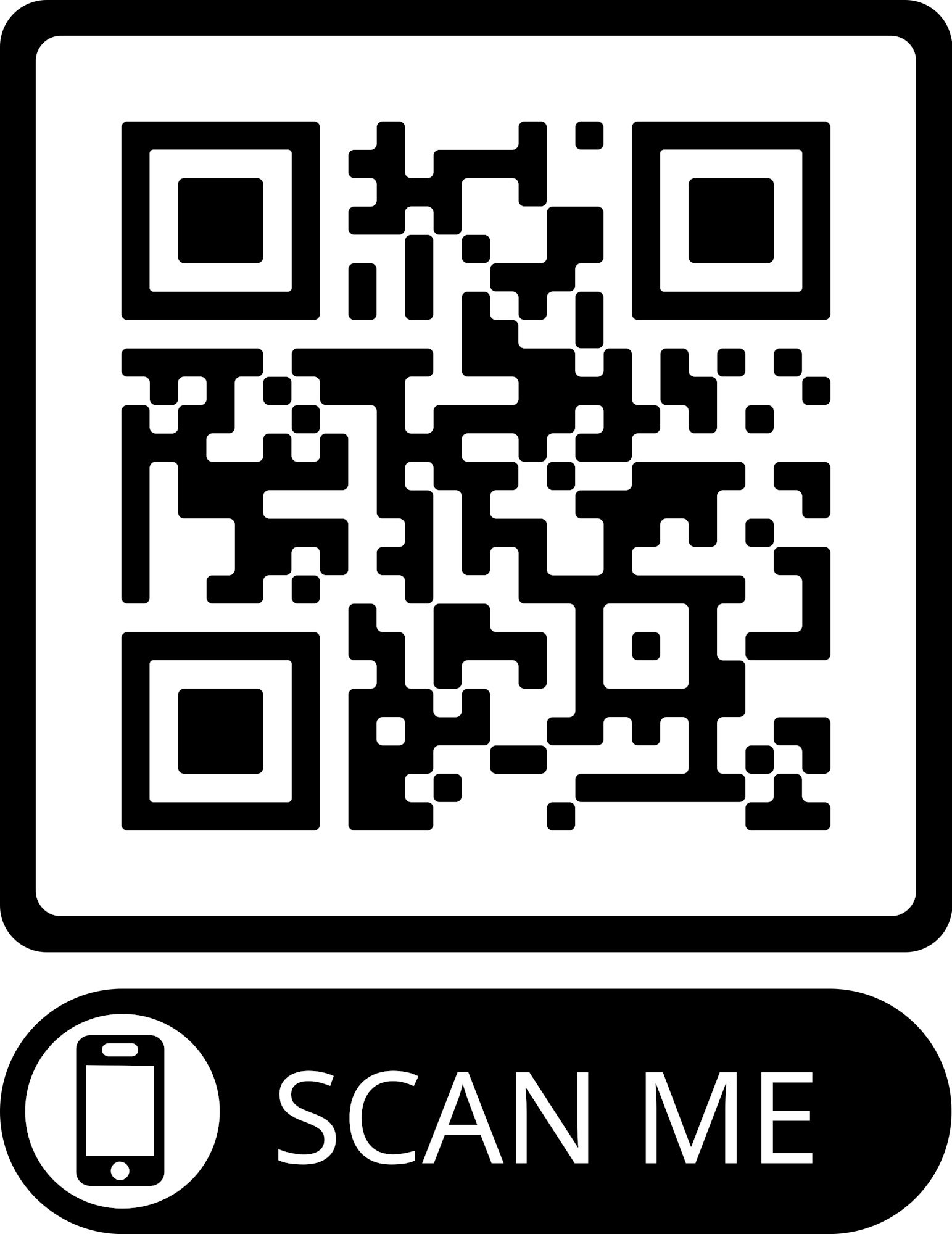 Black and white QR code with "SCAN ME" text below.