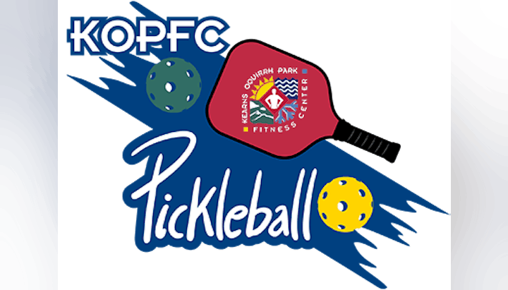 Logo of KOPFC with pickleball paddles, balls, and the text "Pickleball."