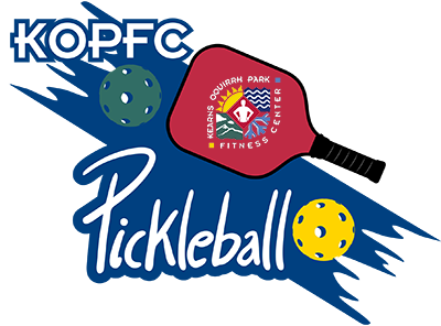 Logo of KOPFC with pickleball paddles, balls, and the text "Pickleball."