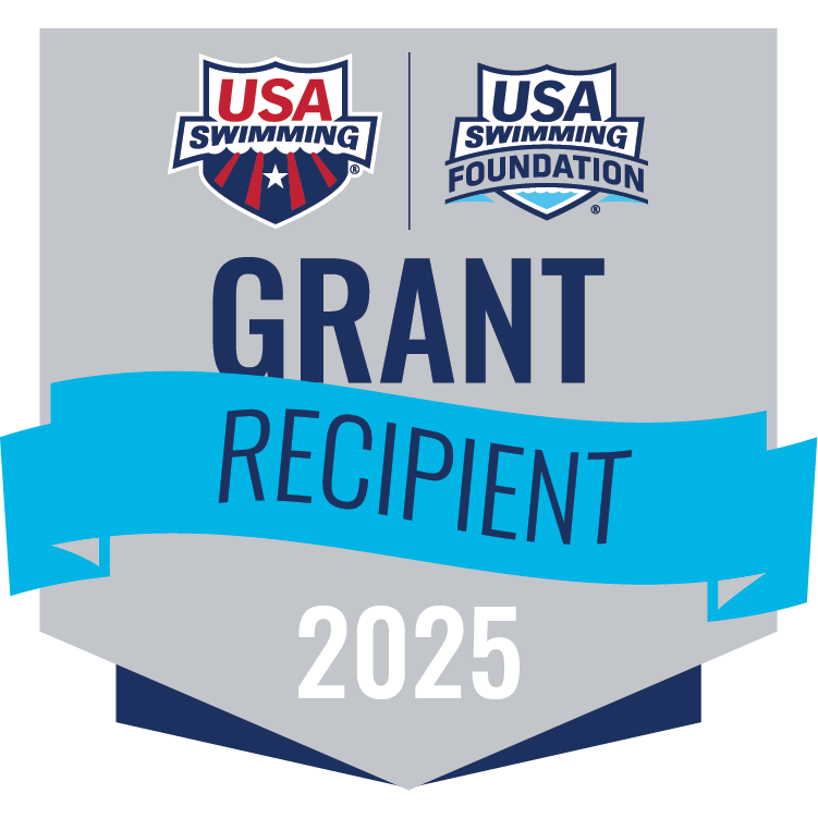 USA Swimming Grant Recipient 2025 badge with logos.