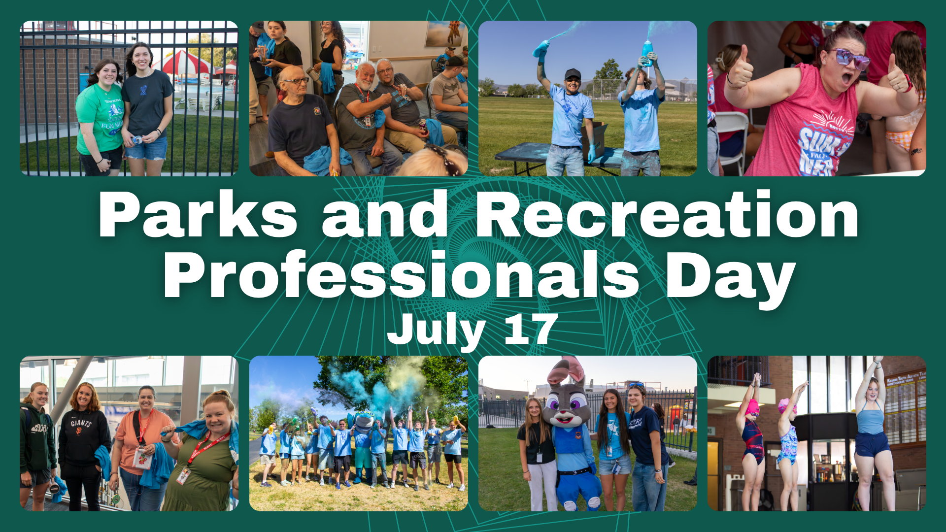 Celebrating Parks and Recreation Professionals Day on July 17, featuring various activities and vibrant participants.