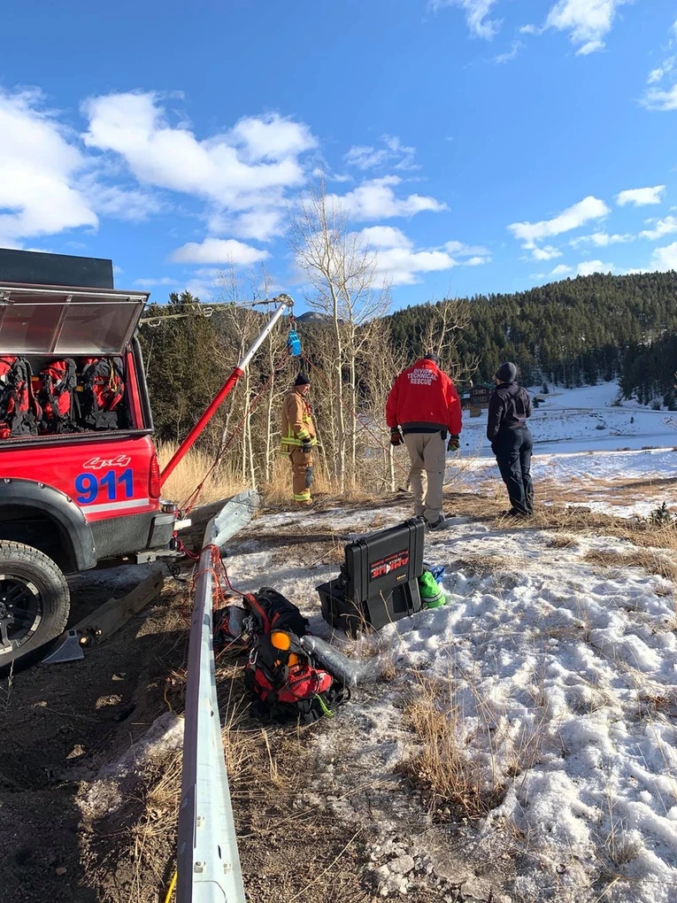 May Contain- Snow on ground and Fire fighters