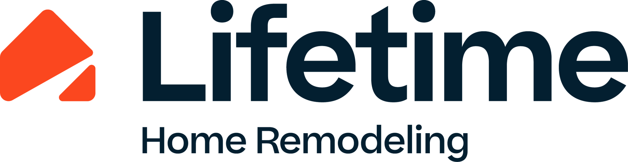 Logo for "Lifetime Home Remodeling" with an orange geometric icon.