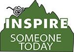 A logo with mountains, a snail, and the phrase "INSPIRE SOMEONE TODAY."
