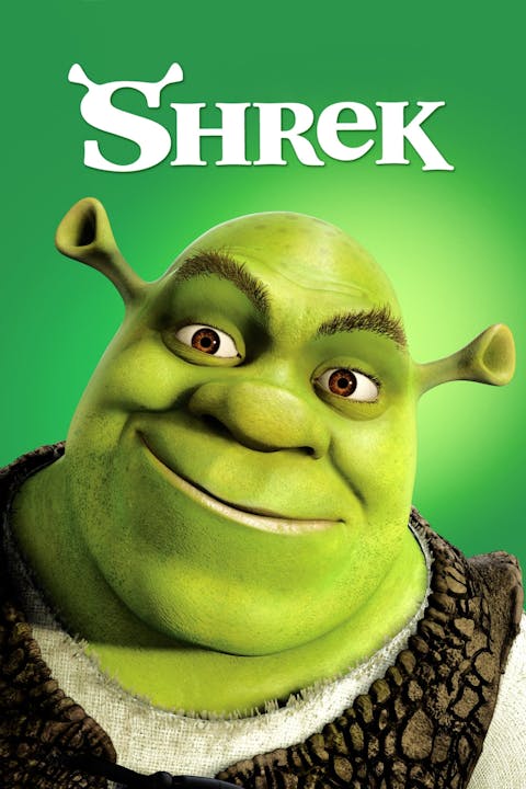 Animated green ogre from the "Shrek" movie against a green background with the title "Shrek."