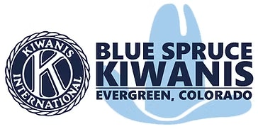 Logo for Blue Spruce Kiwanis, Evergreen, Colorado with the Kiwanis International emblem.