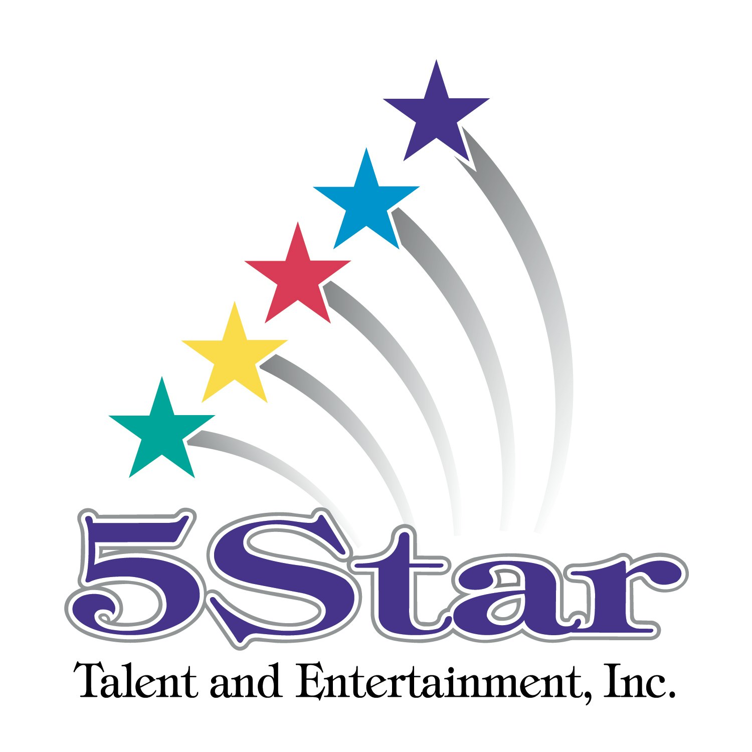 Five colorful stars with trails above the text "5Star Talent and Entertainment, Inc."