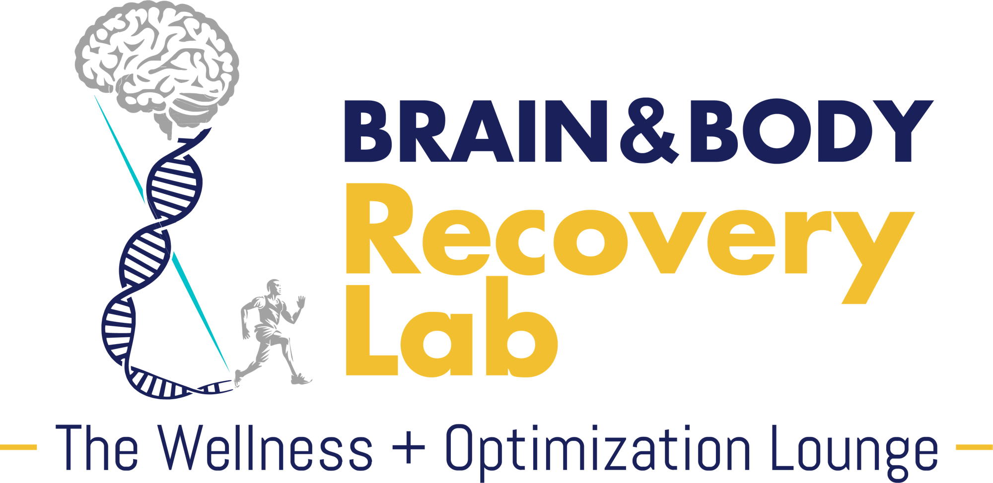 Logo for "Brain & Body Recovery Lab," focusing on wellness and optimization for physical and mental health.