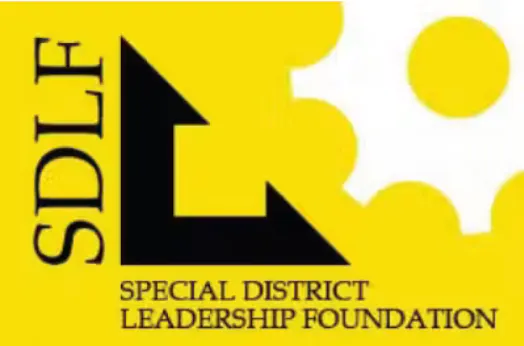 Logo of the Special District Leadership Foundation (SDLF) featuring a yellow background with geometric shapes and the organization's name.
