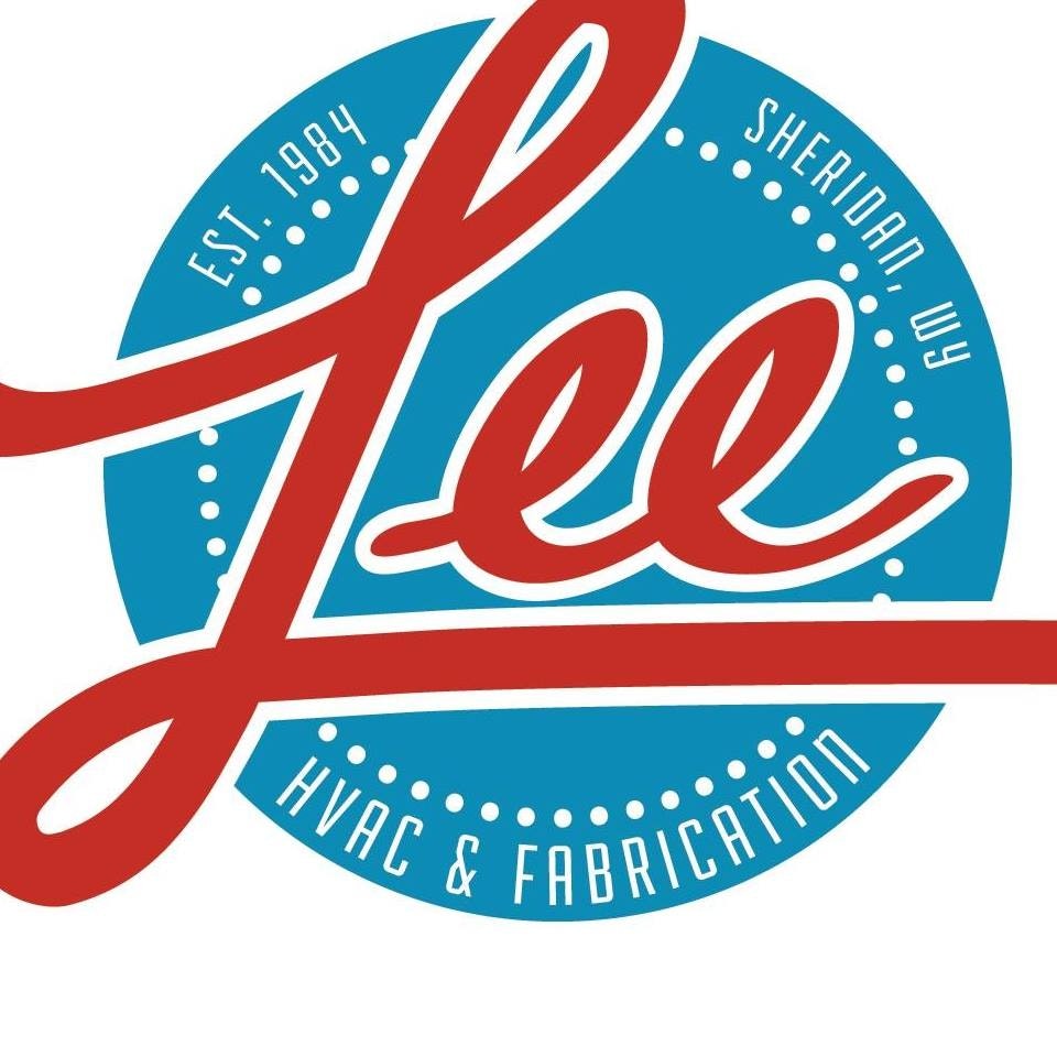 A logo for "Lee HVAC & Fabrication," established in 1984, located in Sheridan, WY, featuring a retro design.