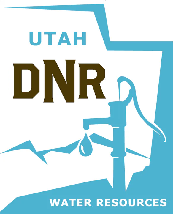 The image features the Utah DNR (Department of Natural Resources) logo, focused on water resources, with a water pump graphic.